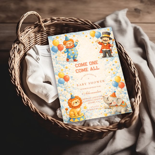 Playful Circus Friends Baby Shower Invitation (Creator Uploaded)