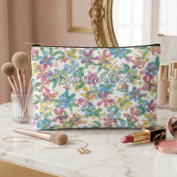 Playful Classy Retro Floral Pattern Toiletry Bag