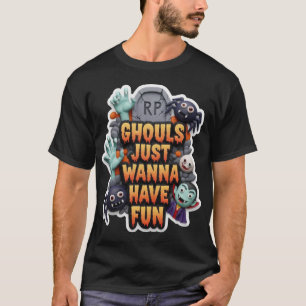 Playful claymation Halloween characters and text G T-Shirt