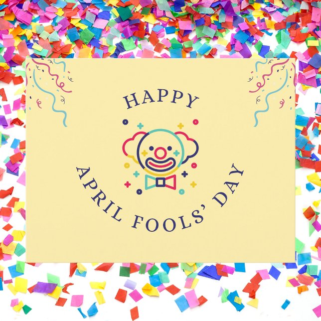 Playful Clown Confetti April Fools’ Day Postcard (Creator Uploaded)