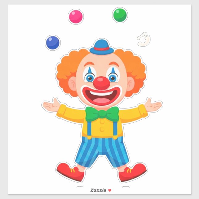 Playful Clown Jumping With Bright Balls (Sheet)