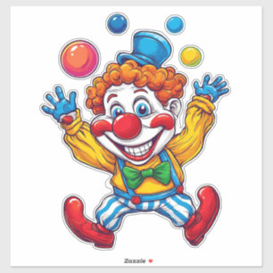 Playful Clown Jumping With Bright Balls