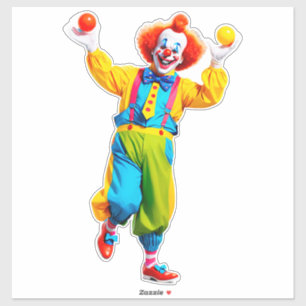 Playful Clown Jumping With Bright Balls