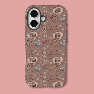 Playful Coffee Now Mocha Pattern iPhone 16 Case