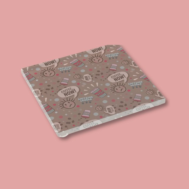 Playful Coffee Now Mocha Pattern Glass Coaster (Creator Uploaded)