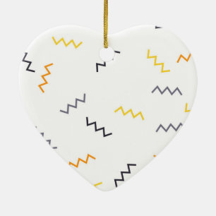 Playful, colorful, trendy, modern memphis zigzags ceramic ornament
