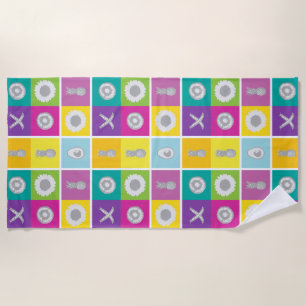 Playful Colour Block Chequerboard Beach Towel