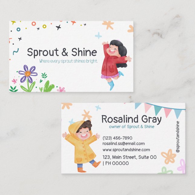 Playful Colourful Cheerful Bright Flower Pastel Business Card (Front/Back)