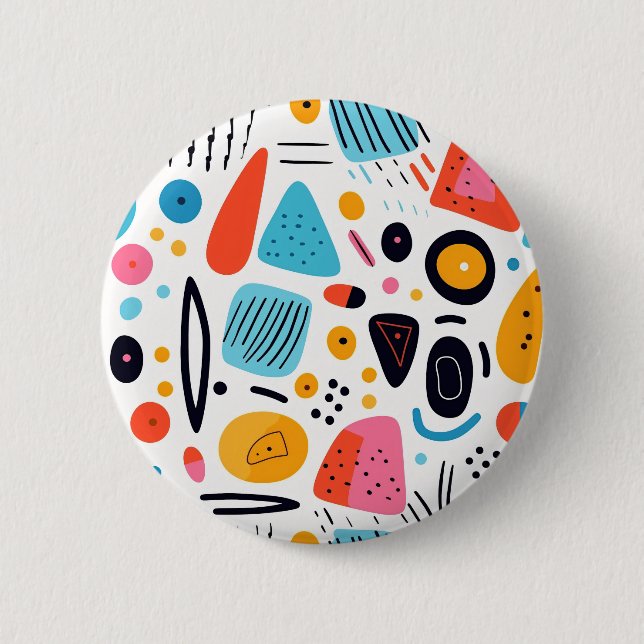 Playful Colourful Geometric Memphis Style Pattern 6 Cm Round Badge (Front)