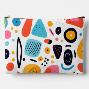 Playful Colourful Geometric Memphis Style Pattern Accessory Pouch