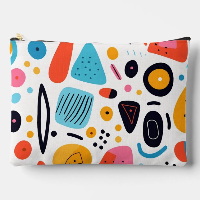 Playful Colourful Geometric Memphis Style Pattern Accessory Pouch (Front)