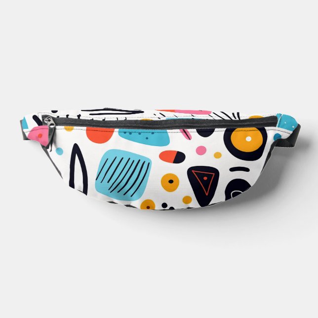 Playful Colourful Geometric Memphis Style Pattern Bum Bags (Lay Down)