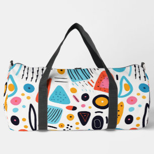 Playful Colourful Geometric Memphis Style Pattern Duffle Bag
