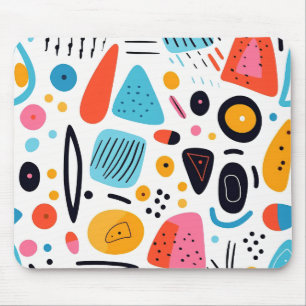 Playful Colourful Geometric Memphis Style Pattern Mouse Pad