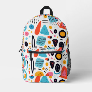 Playful Colourful Geometric Memphis Style Pattern Printed Backpack