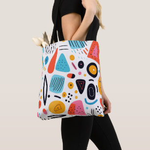 Playful Colourful Geometric Memphis Style Pattern Tote Bag