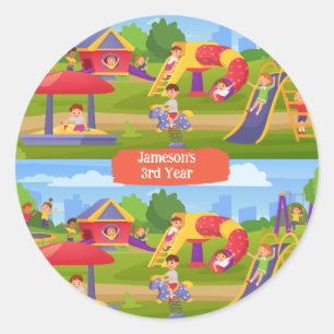 Playful Colourful Kids' Cartoon Playground Fun Nam Classic Round Sticker