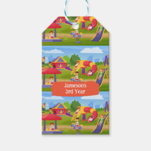 Playful Colourful Kids' Cartoon Playground Fun Nam Gift Tags