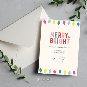 Playful & Colourful “Merry & Bright” Holiday Party Invitation