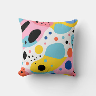 Playful colourful organic shapes monogram cushion