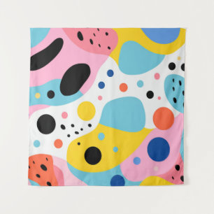 Playful colourful organic shapes  monogram tapestry