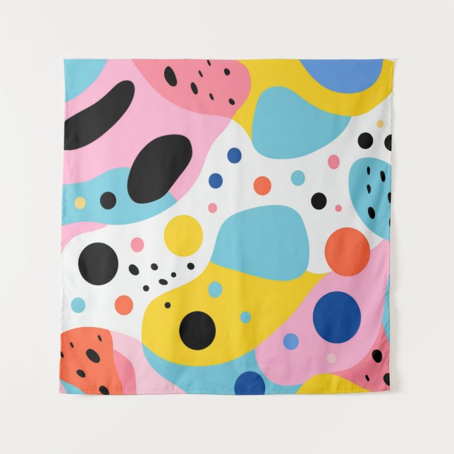 Playful colourful organic shapes| monogram tapestry (Front)