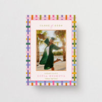 Playful Colourful Plaid Retro Photo Graduation