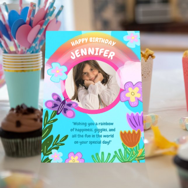 Playful Colourful Rainbow Garden Birthday Card (Creator Uploaded)