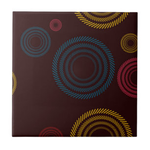 Playful, colourful, trendy, cool striped circles ceramic tile