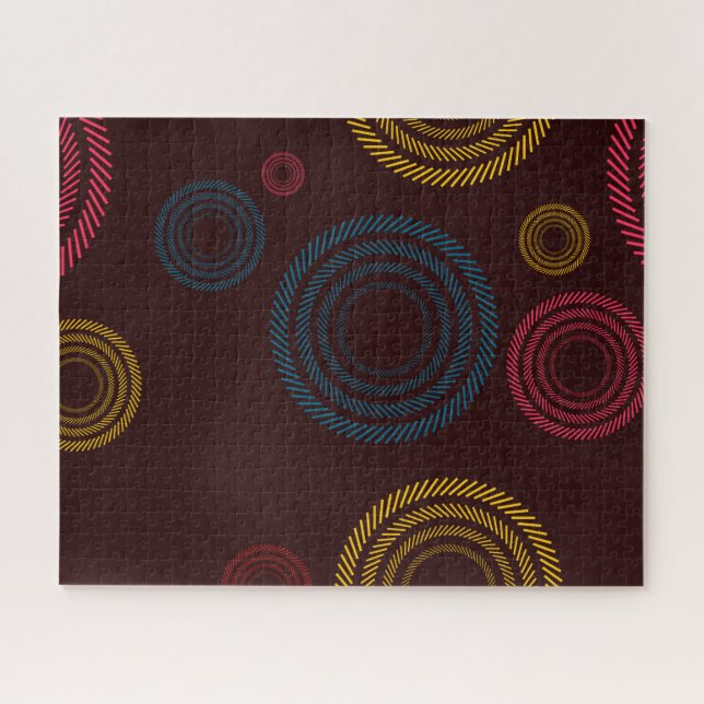 Playful, colourful, trendy, cool striped circles jigsaw puzzle (Horizontal)