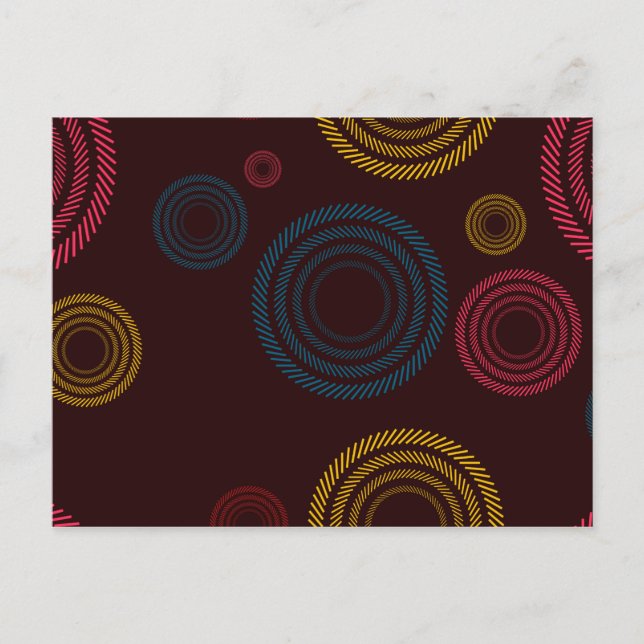 Playful, colourful, trendy, cool striped circles postcard (Front)