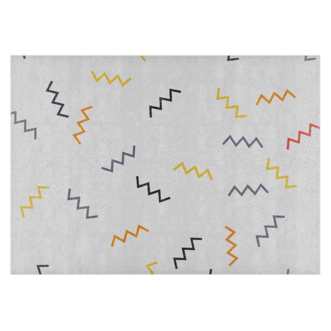 Playful, colourful, trendy, modern memphis zigzags cutting board (Front)