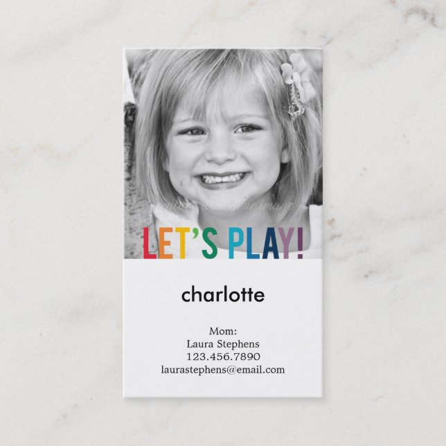 Playful Colours Mummy Card / Play Date Card (Front)