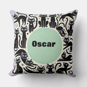 Playful Composition of Black Cats Cushion
