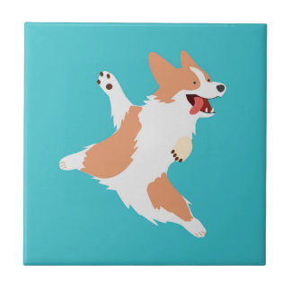 Playful Corgi Ceramic Tile