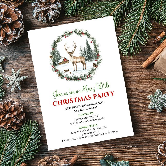 Playful Cozy Christmas Scene Party Invitation Card (Playful Cozy Christmas Scene Party Invitation Card)