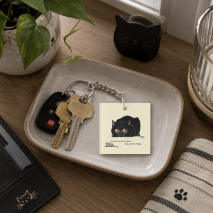 Playful Cream Kitty Butt Wiggle Black Cat Key Ring