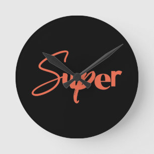 Playful, creative, cool trendy red design of Super Round Clock