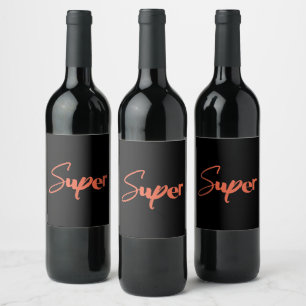 Playful, creative, cool trendy red design of Super Wine Label