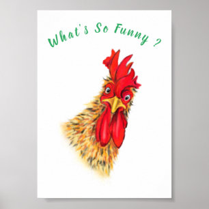 Playful Curious Rooster Poster Fun - Your Text