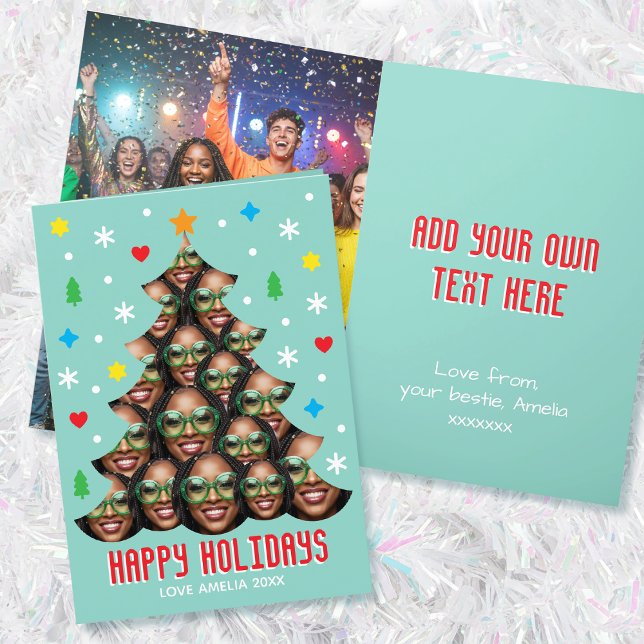 Playful Custom Photo Christmas Tree Green Folded Holiday Card (Creator Uploaded)