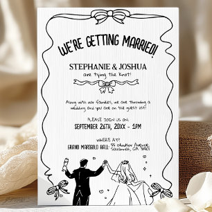 Playful Cute Couple Illustratio Save the Date  Invitation