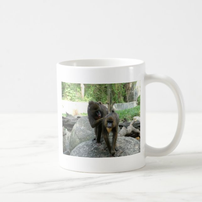 Playful, cute, smart and friendly baboons coffee mug (Right)