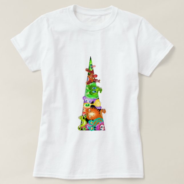 Playful Cutious Aliens Funny T-Shirt (Design Front)