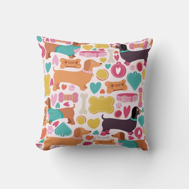 Playful Dachshund Design Cushion (Front)