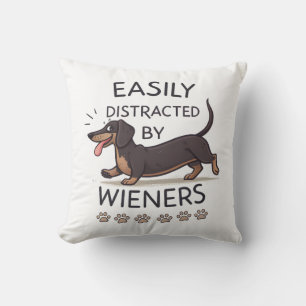 Playful Dachshund Dog Funny Cartoon Art Cushion