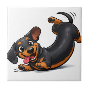 Playful Dachshund Puppy  Ceramic Tile