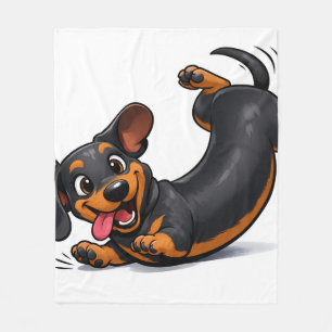 Playful Dachshund Puppy Fleece Blanket