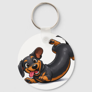 Playful Dachshund Puppy Key Ring