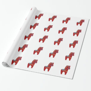 Playful Dala Red Horse Wrapping Paper
